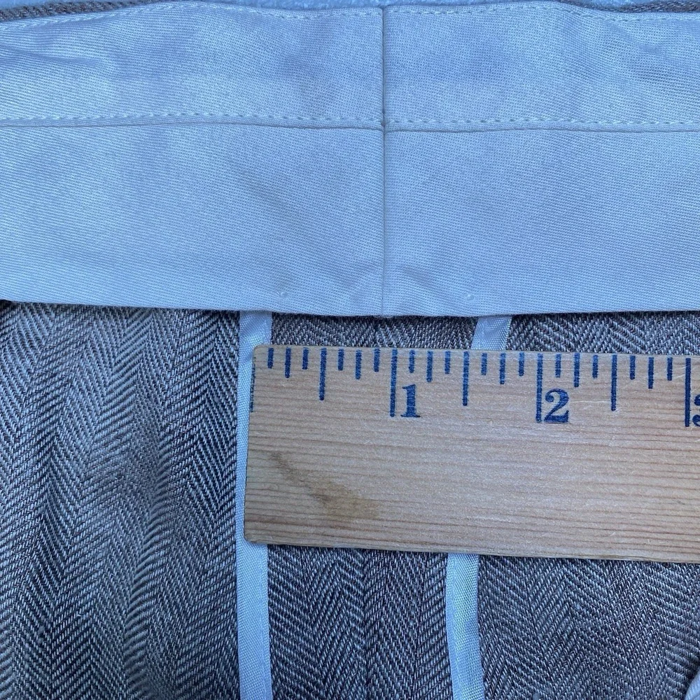 Brooks Brothers Classic Linen Pants Solbiati Nobel (36x32) Brown Herringbone